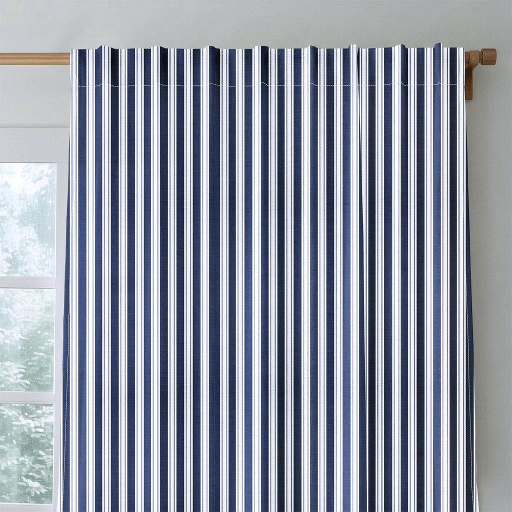 Pinstripe Blues - Curtain Panel - The Drapery