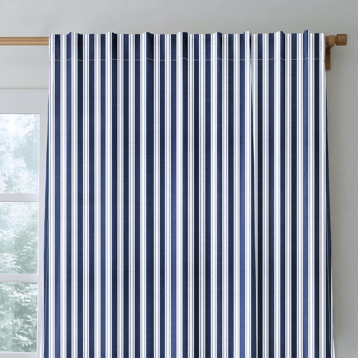 Pinstripe Blues - Curtain Panel - The Drapery