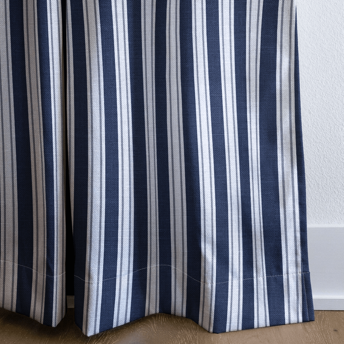 Pinstripe Blues - Curtain Panel - The Drapery