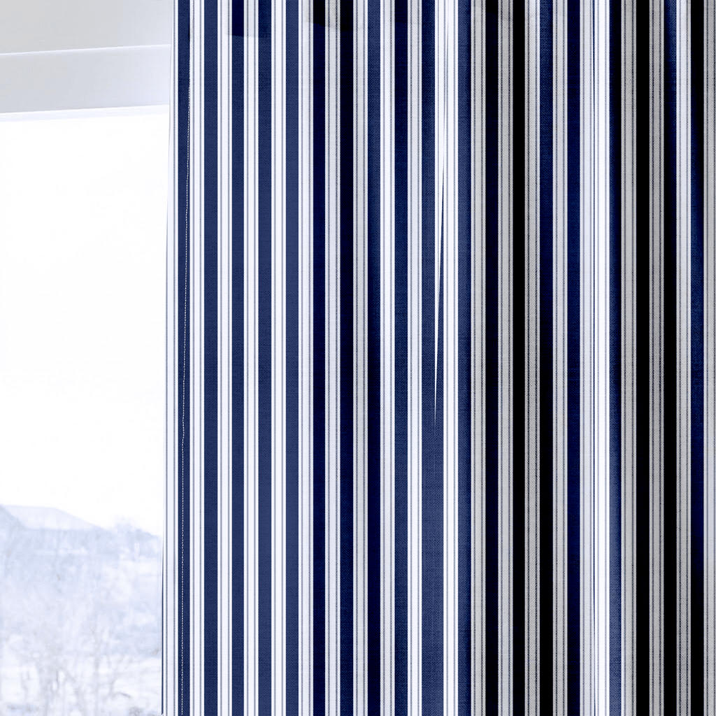 Pinstripe Blues - Curtain Panel - The Drapery