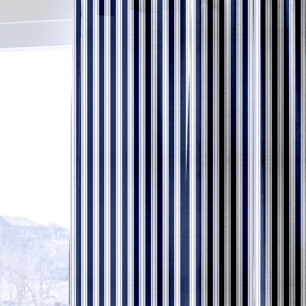 Pinstripe Blues - Curtain Panel - The Drapery