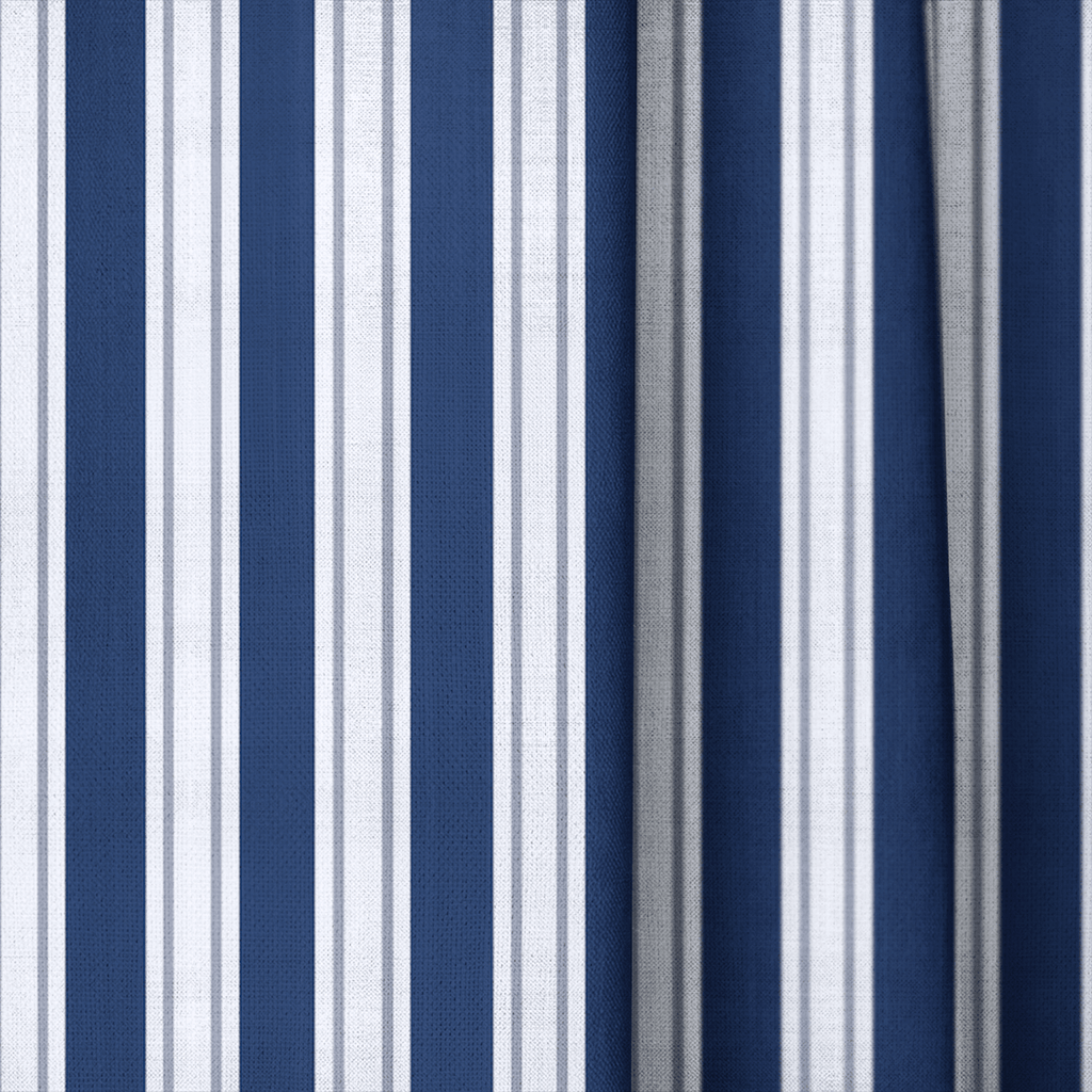 Pinstripe Blues - Curtain Panel - The Drapery