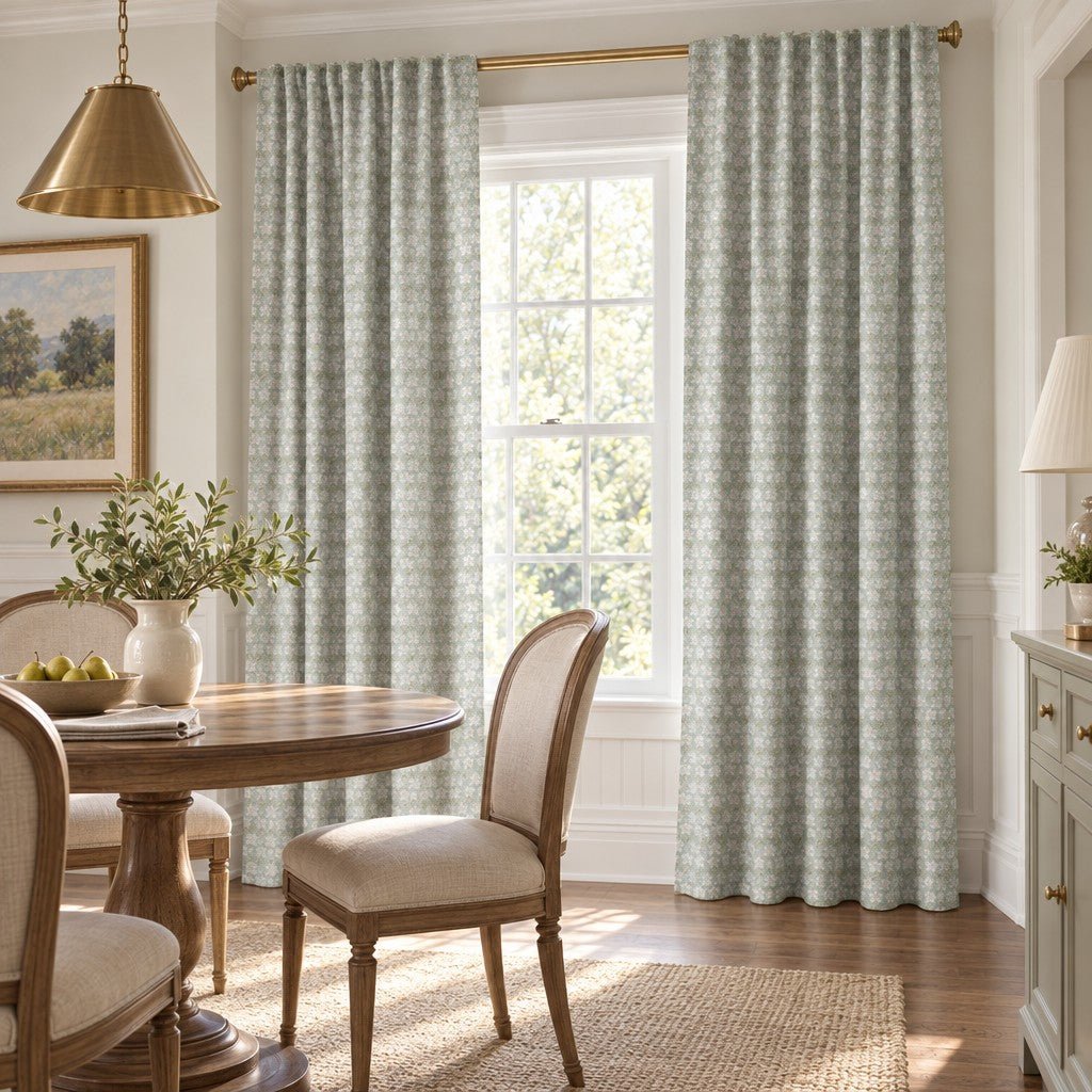 Pistachio Jasmine Sprig - Curtain Panel - The Drapery