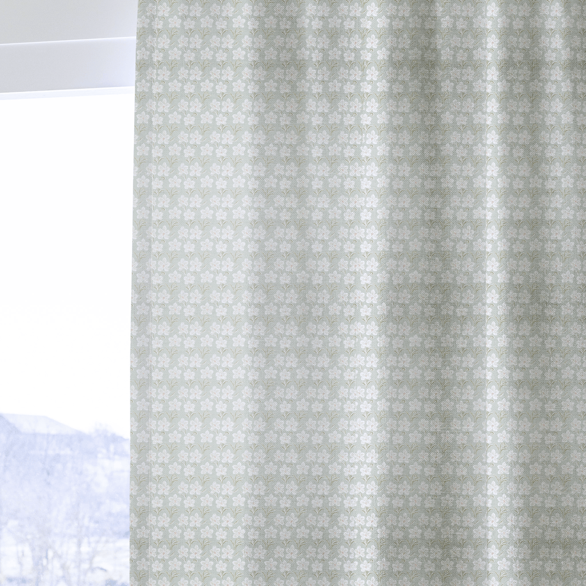 Pistachio Jasmine Sprig - Curtain Panel - The Drapery