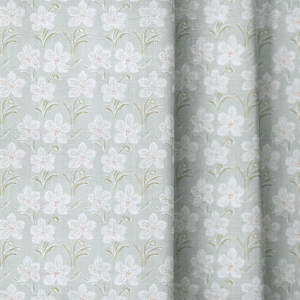 Pistachio Jasmine Sprig - Curtain Panel - The Drapery