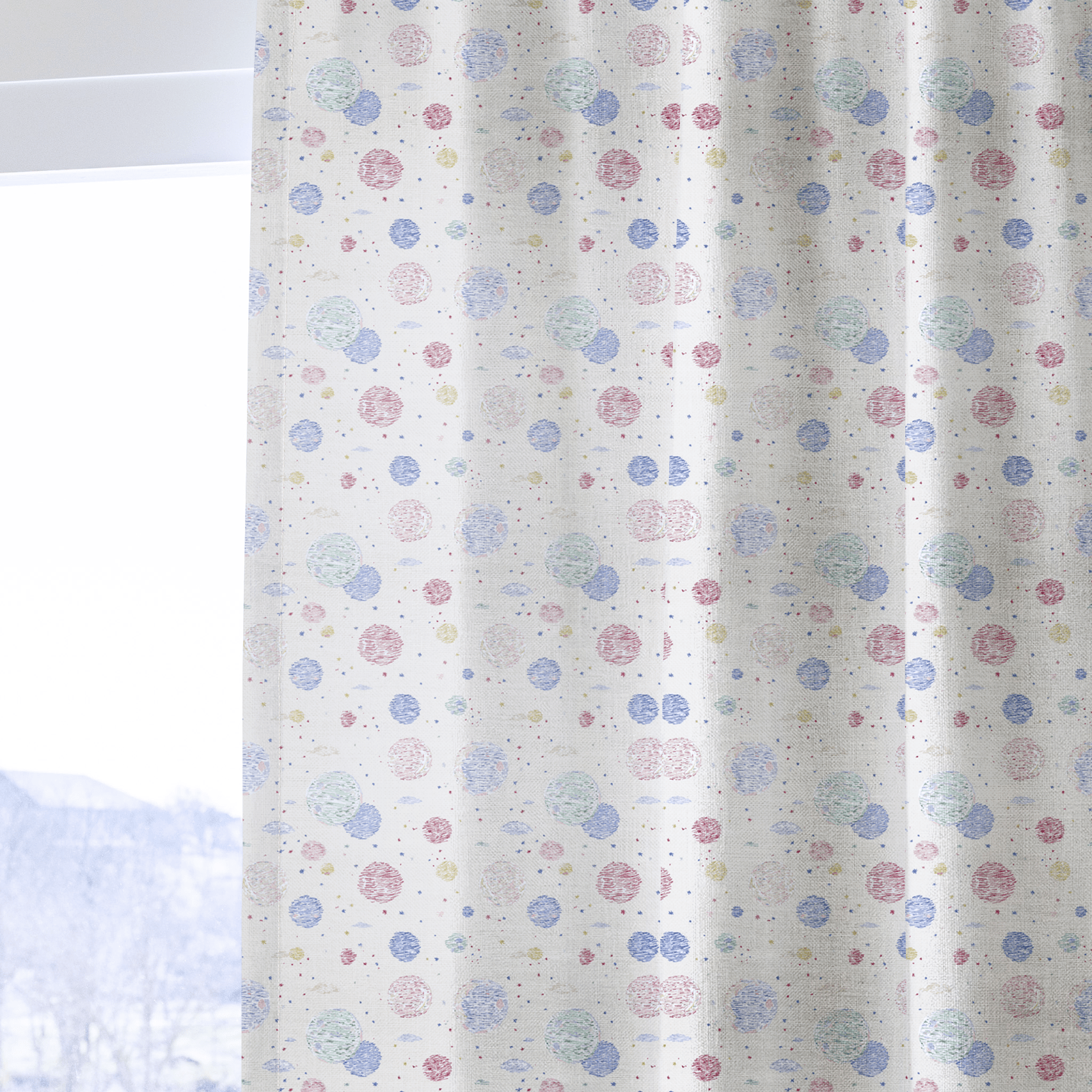 Planets Circling - Curtain Panel - The Drapery