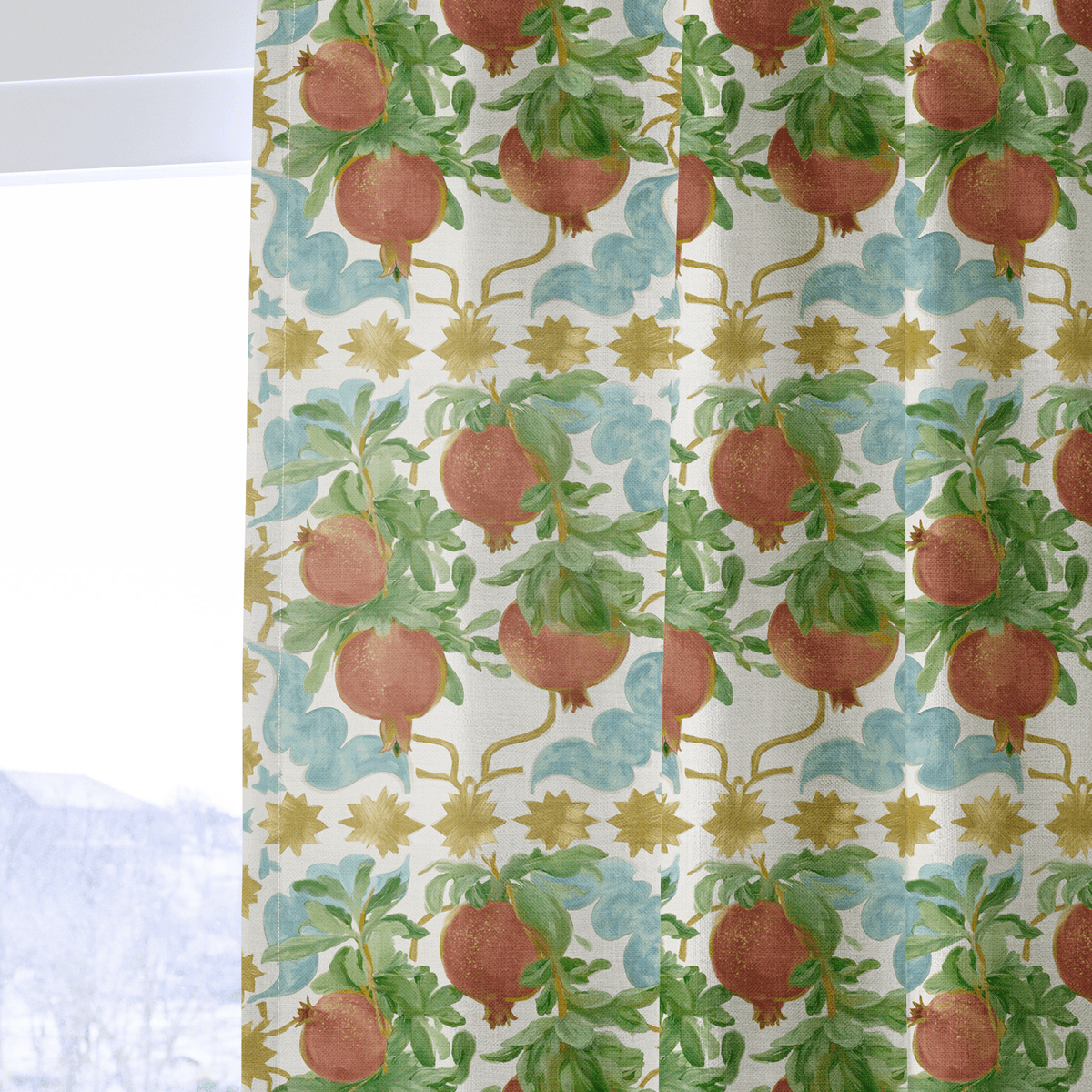 Pomegranate Postcard - Curtain Panel - The Drapery