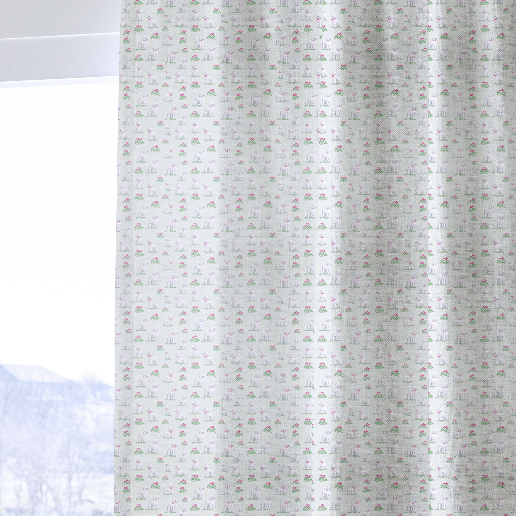 Poodle Florals - Curtain Panel - The Drapery