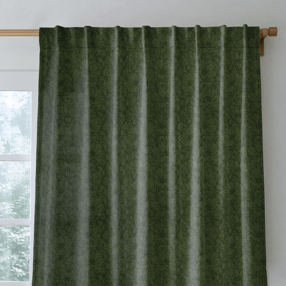 Poppy Evergreen - Curtain Panel - The Drapery