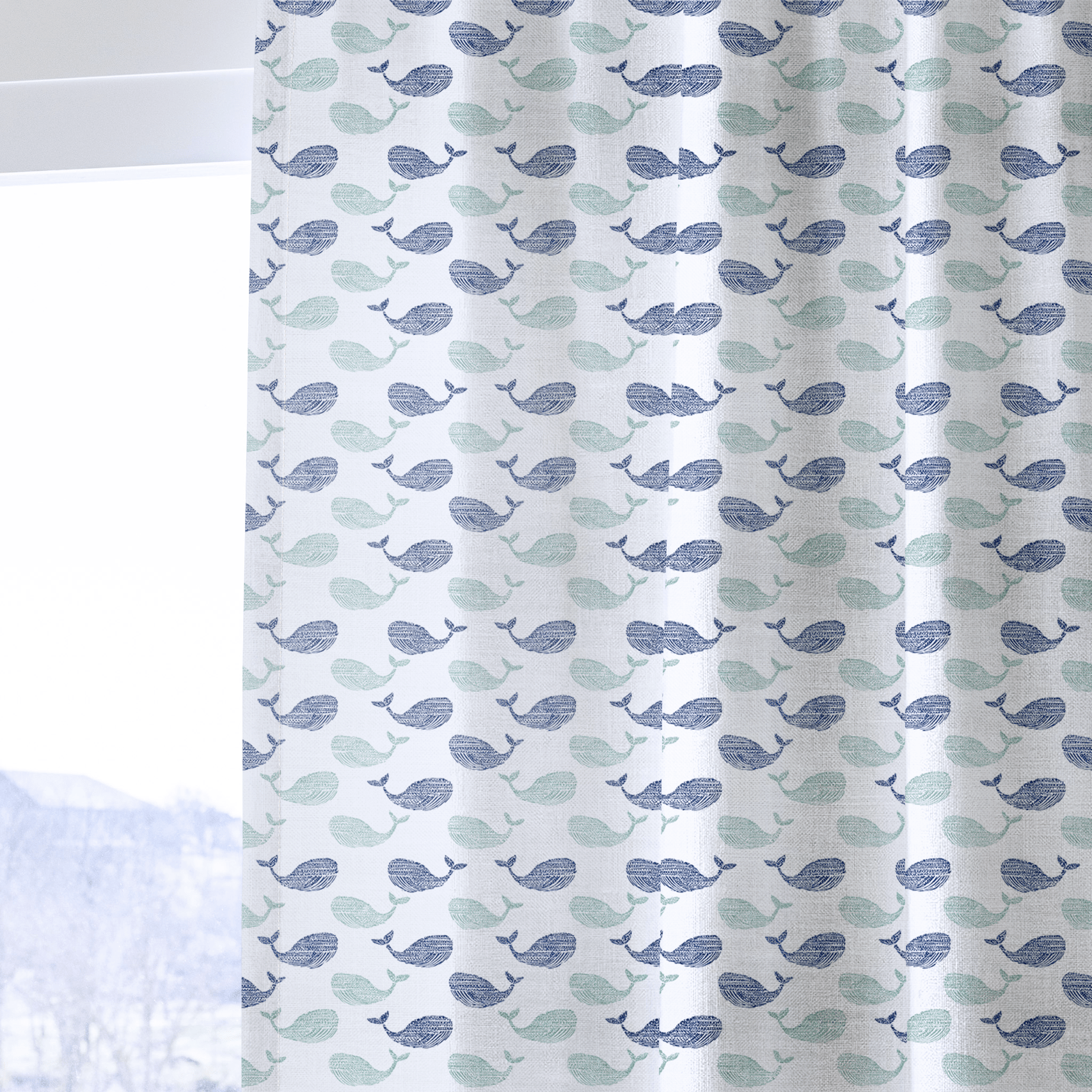 Portwyn Whale - Curtain Panel - The Drapery