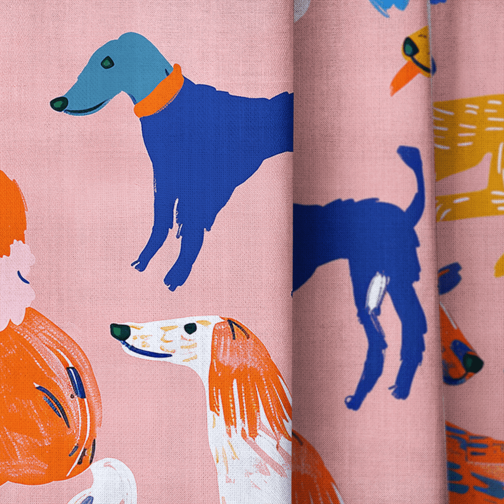 Puppy Parade - Curtain Panel - The Drapery