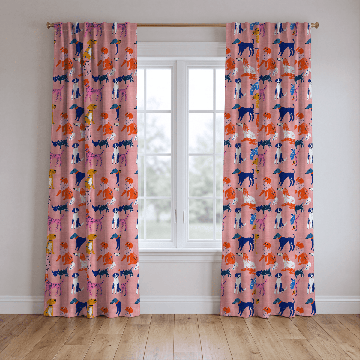 Puppy Parade - Curtain Panel - The Drapery