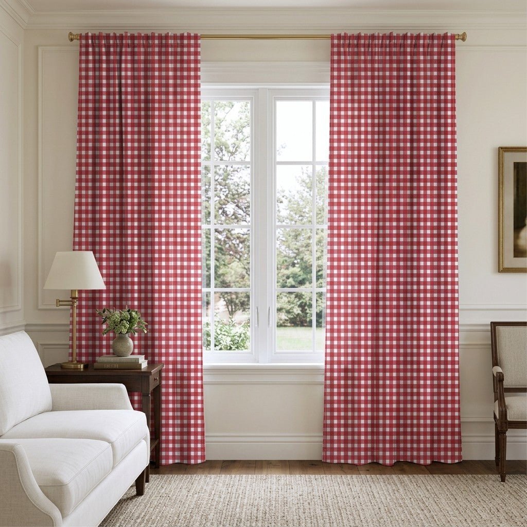 Red Gingham - Curtain Panel - The Drapery