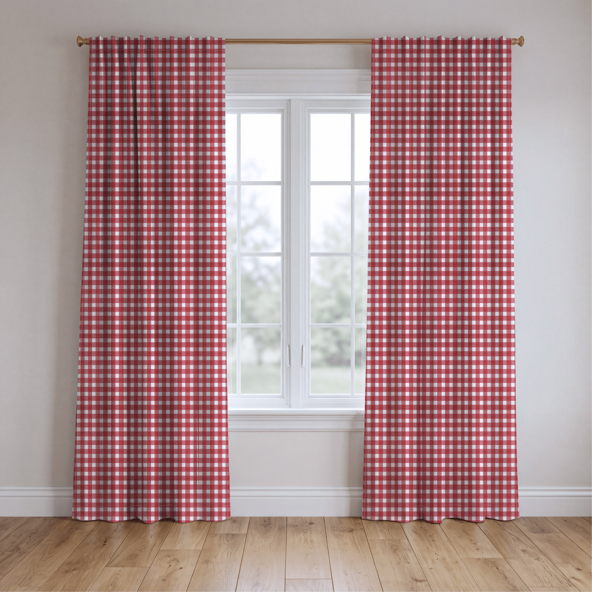 Red Gingham - Curtain Panel - The Drapery