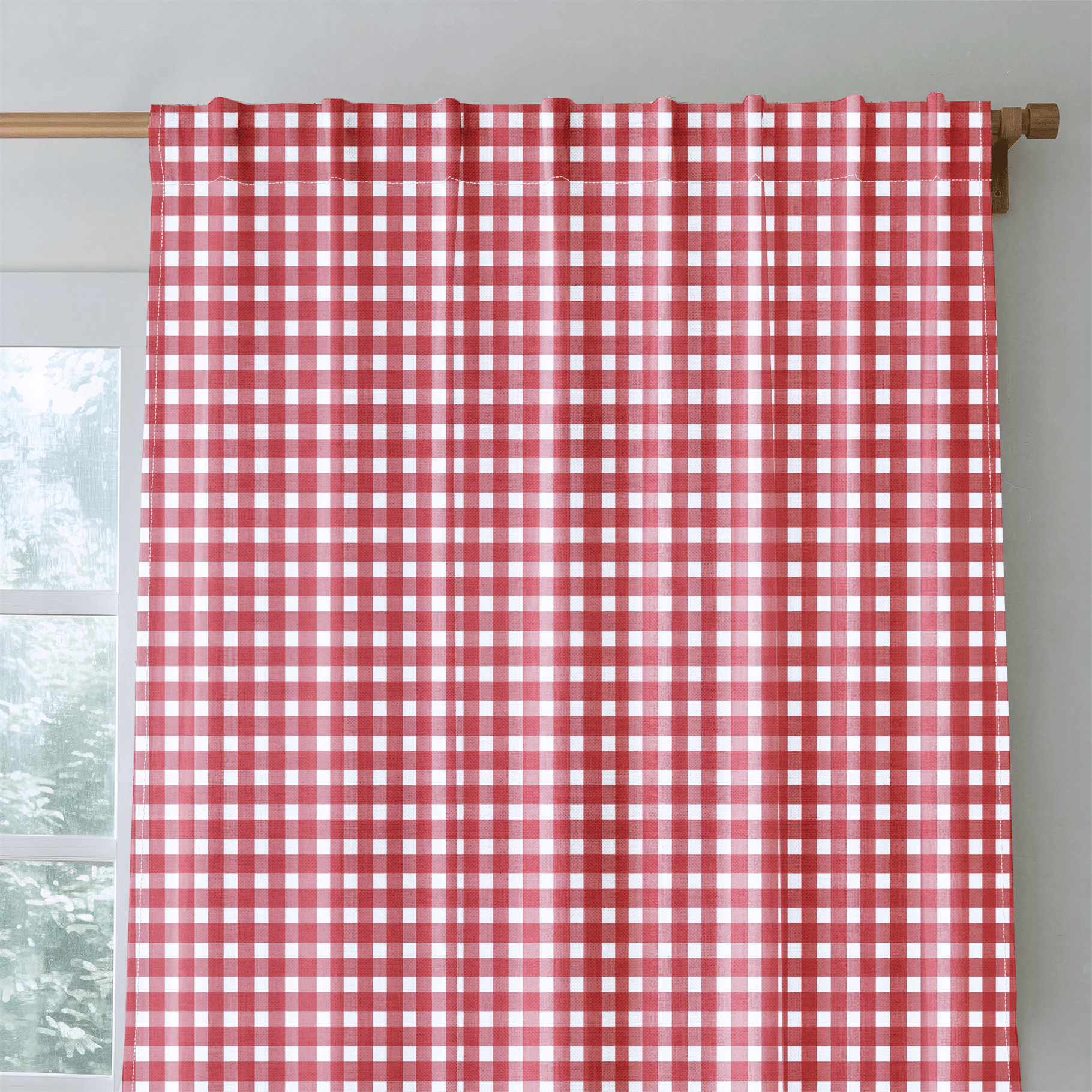 Red Gingham - Curtain Panel - The Drapery