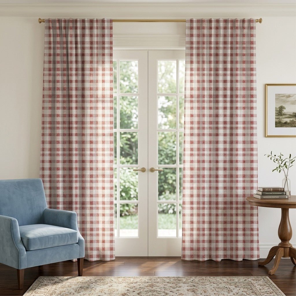 Rhodes Check - Curtain Panel - The Drapery