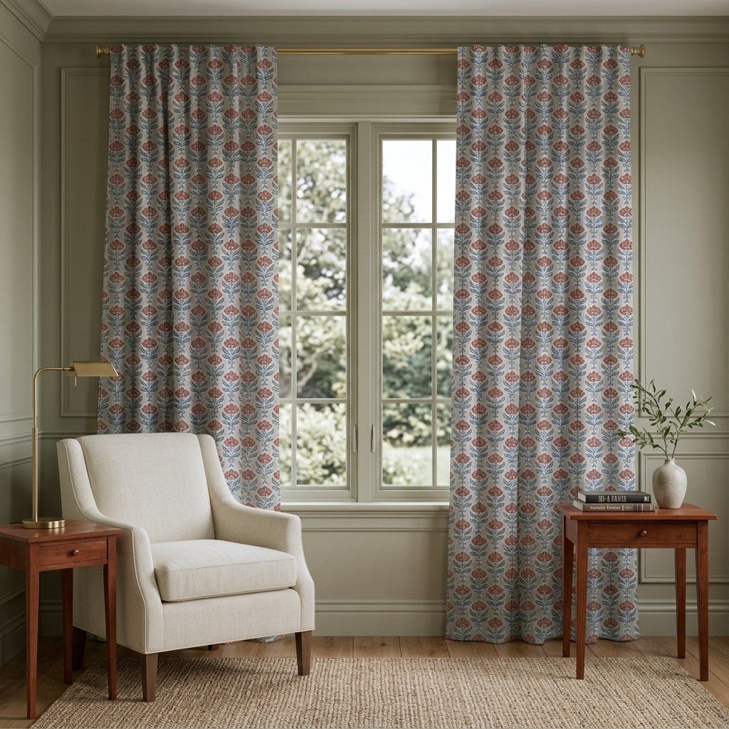 Rouge Bloom - Curtain Panel - The Drapery