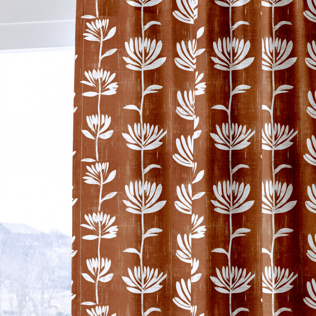 Rust Blossom - Curtain Panel - The Drapery