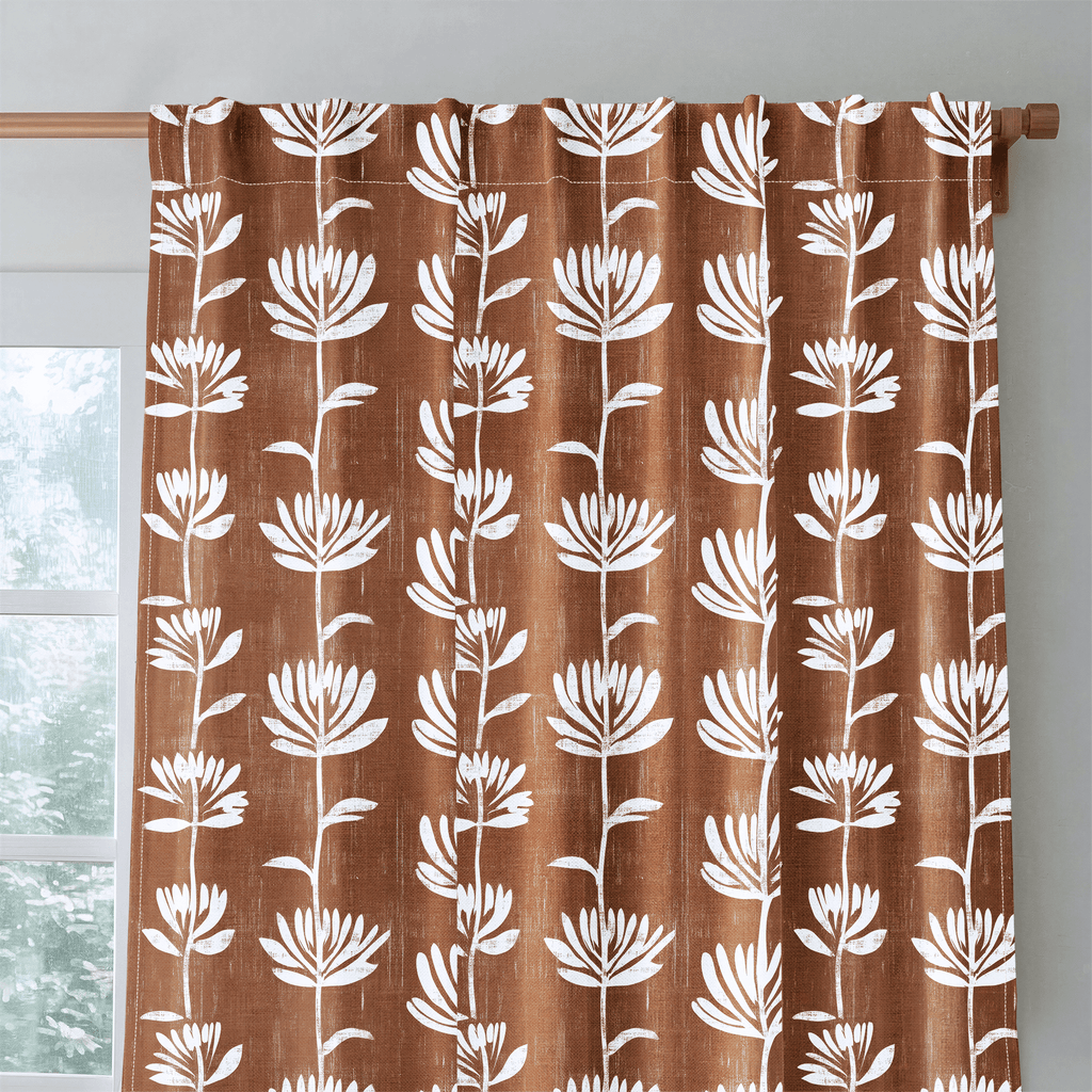 Rust Blossom - Curtain Panel - The Drapery