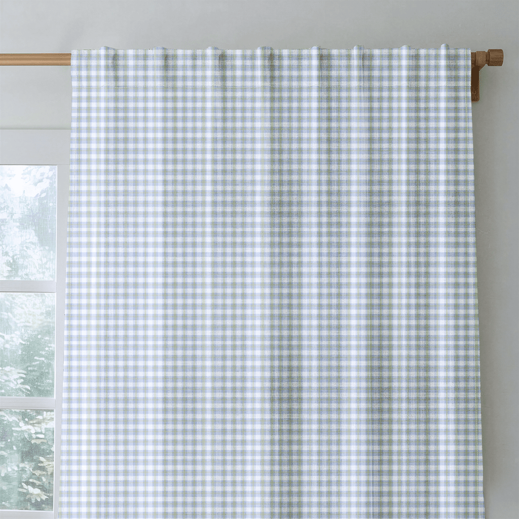 Sage Grid - Curtain Panel - The Drapery