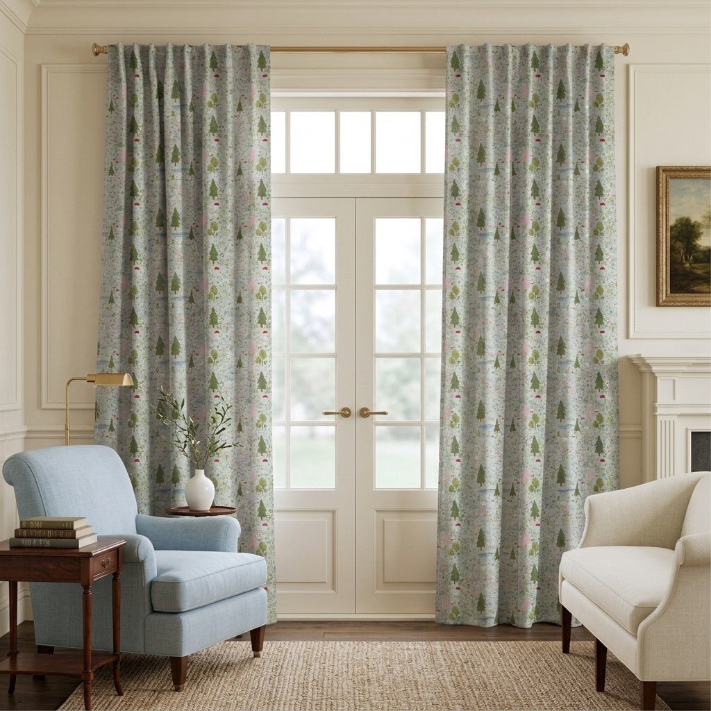Sage Wild Meadow - Curtain Panel - The Drapery