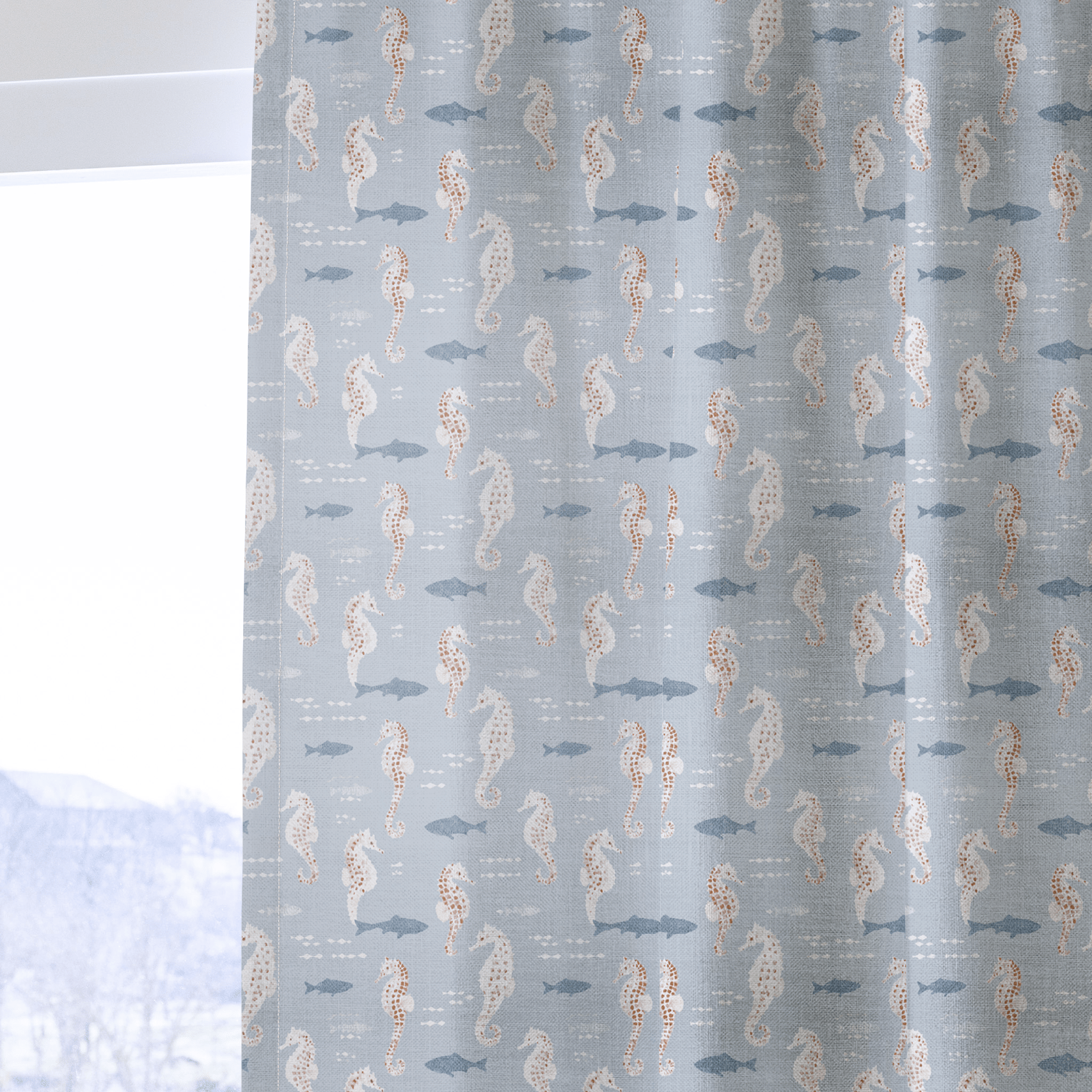Seahorse in the Ocean - Curtain Panel - The Drapery