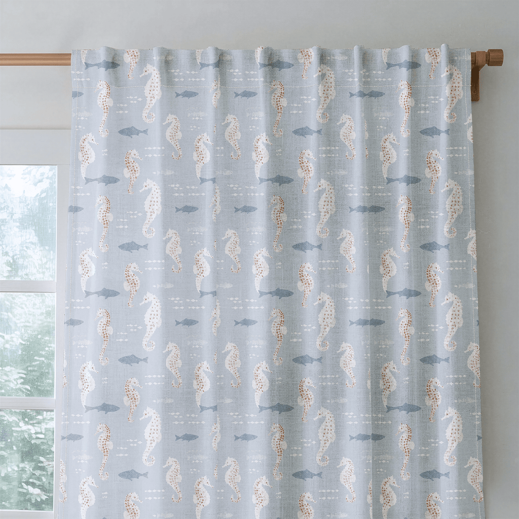 Seahorse in the Ocean - Curtain Panel - The Drapery