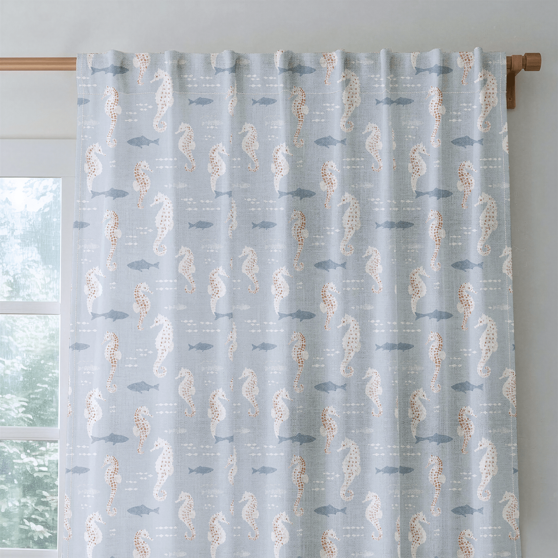 Seahorse in the Ocean - Curtain Panel - The Drapery
