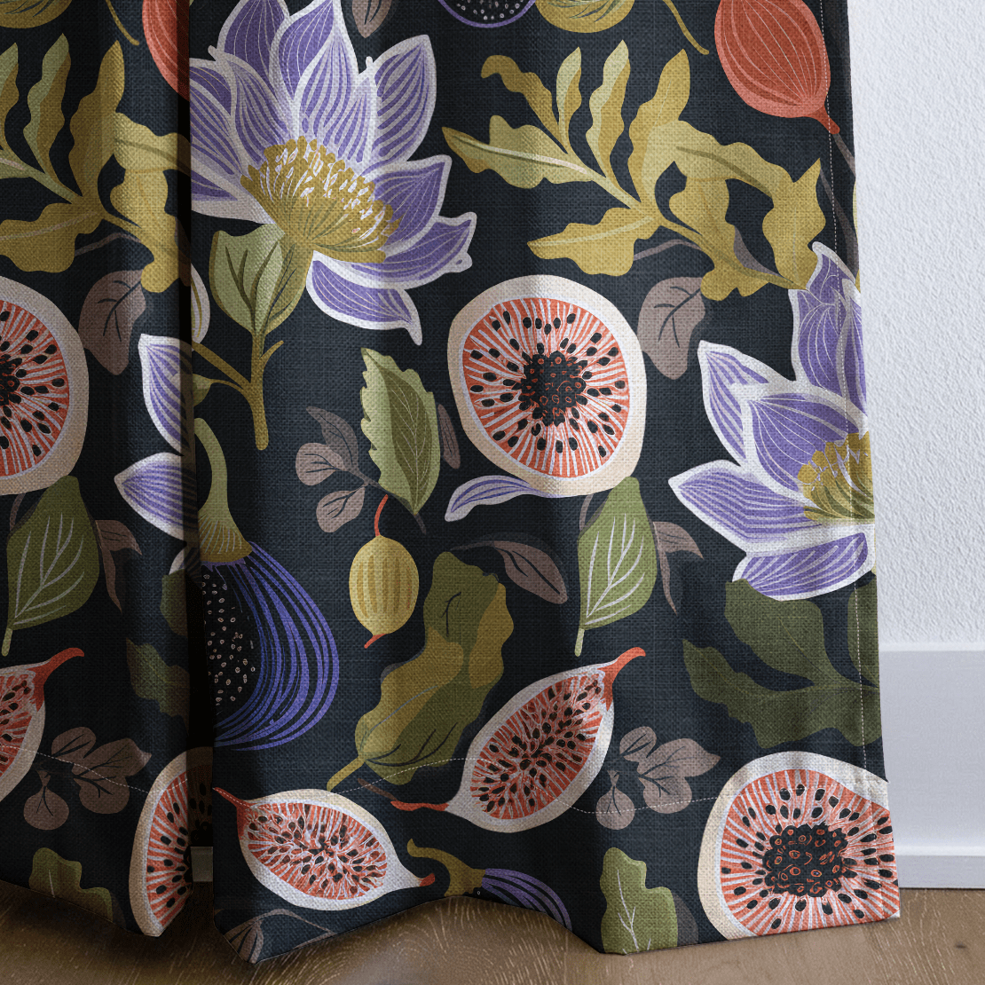 Sloane Fig Floral - Curtain Panel - The Drapery