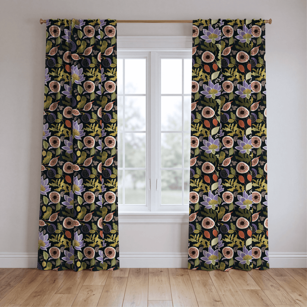 Sloane Fig Floral - Curtain Panel - The Drapery