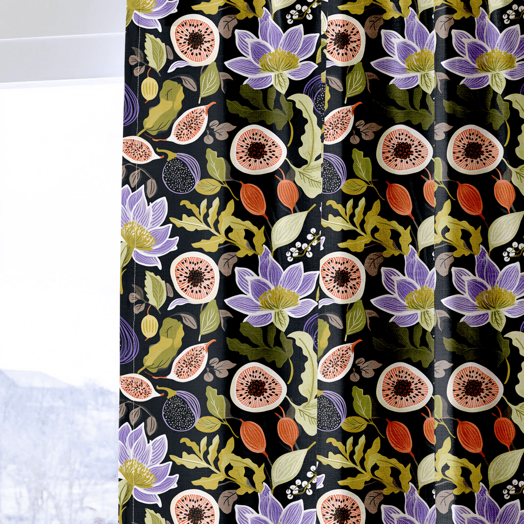 Sloane Fig Floral - Curtain Panel - The Drapery