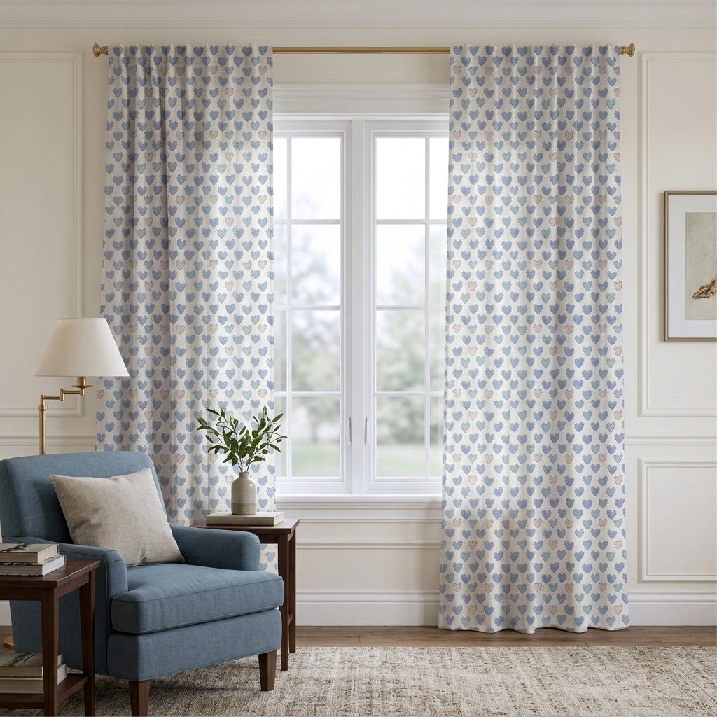Stitch Hearts - Curtain Panel - The Drapery