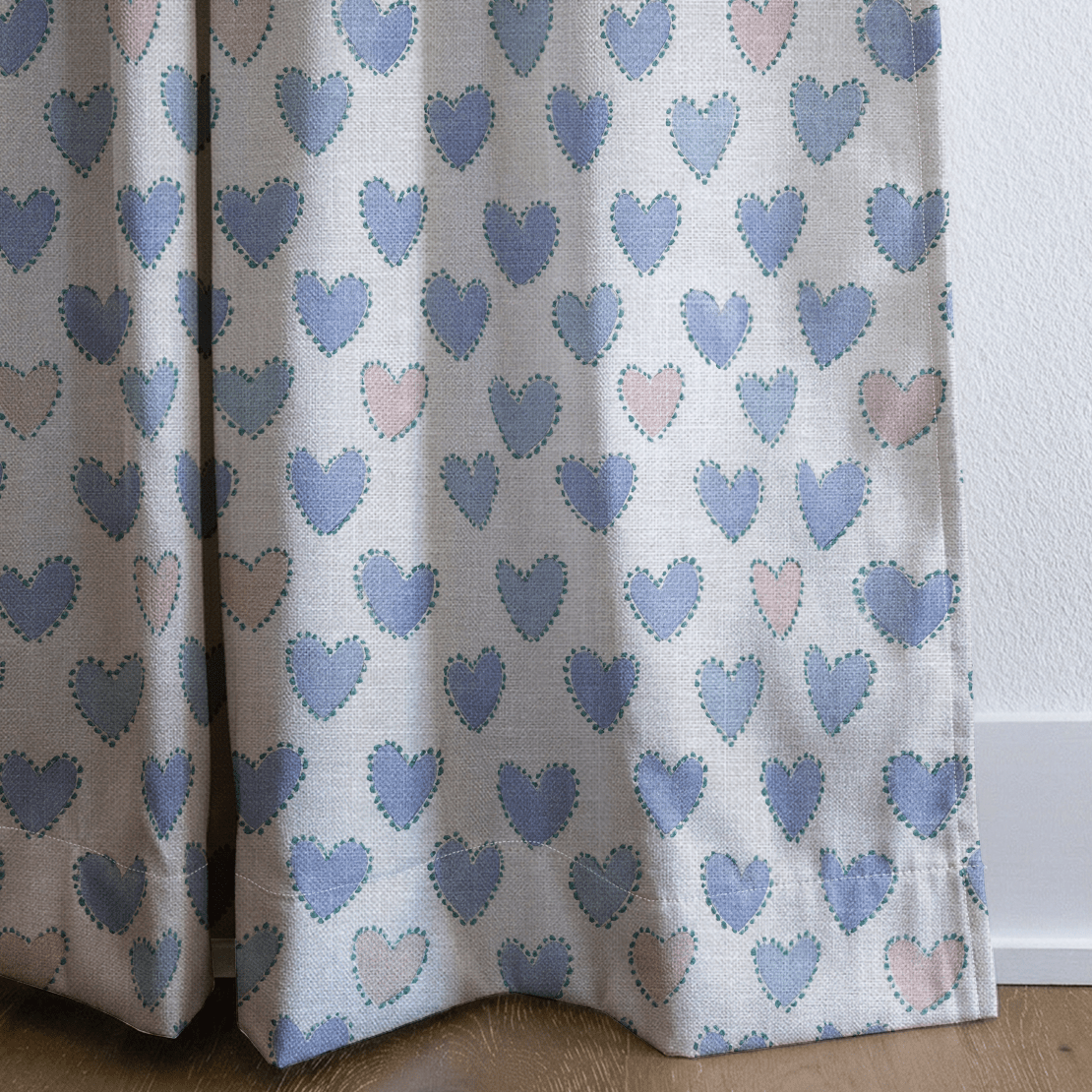 Stitch Hearts - Curtain Panel - The Drapery
