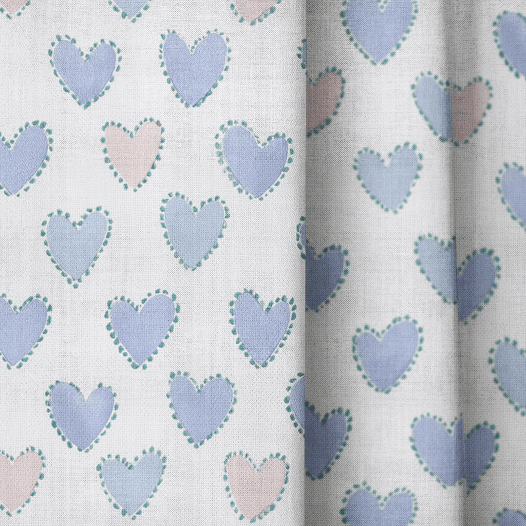 Stitch Hearts - Curtain Panel - The Drapery