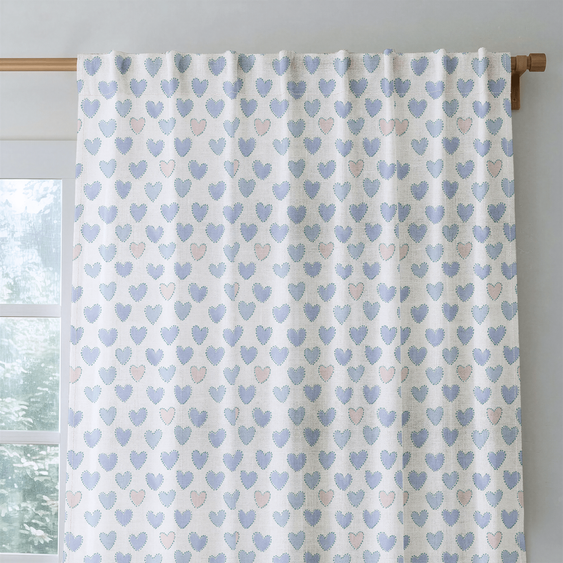 Stitch Hearts - Curtain Panel - The Drapery