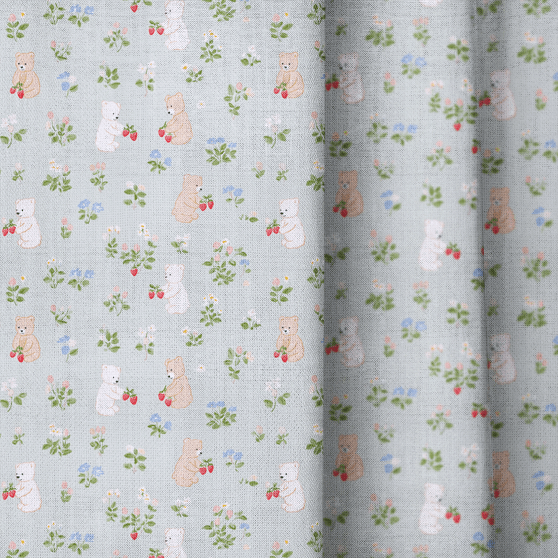 StrawBEARies - Curtain Panel - The Drapery