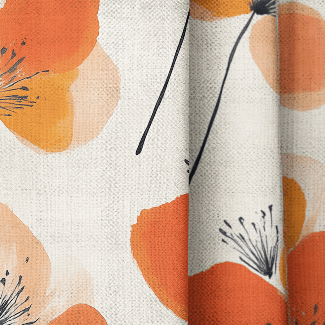 Sunset Poppies - Curtain Panel - The Drapery