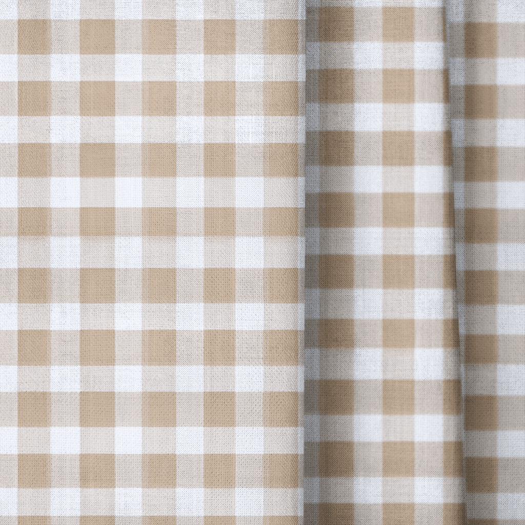 Tan Gingham - Curtain Panel - The Drapery