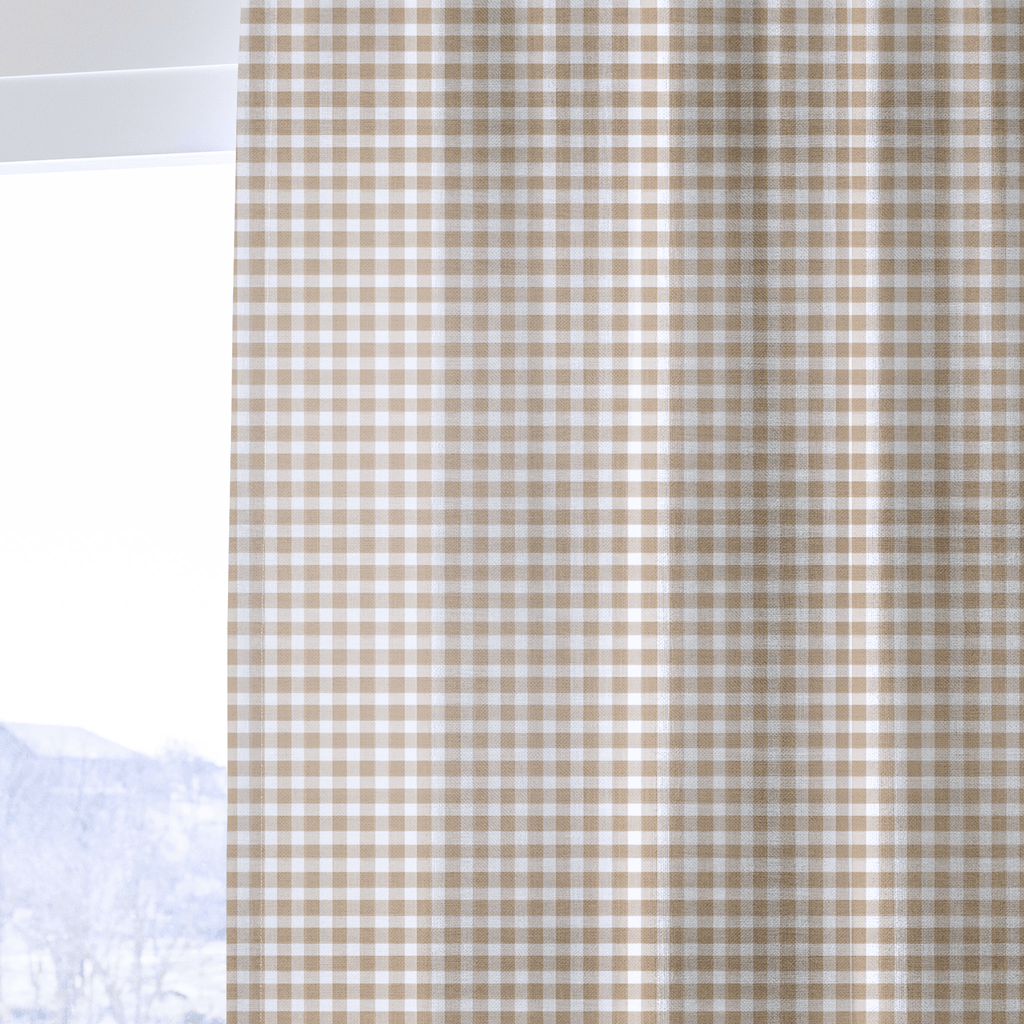 Tan Gingham - Curtain Panel - The Drapery