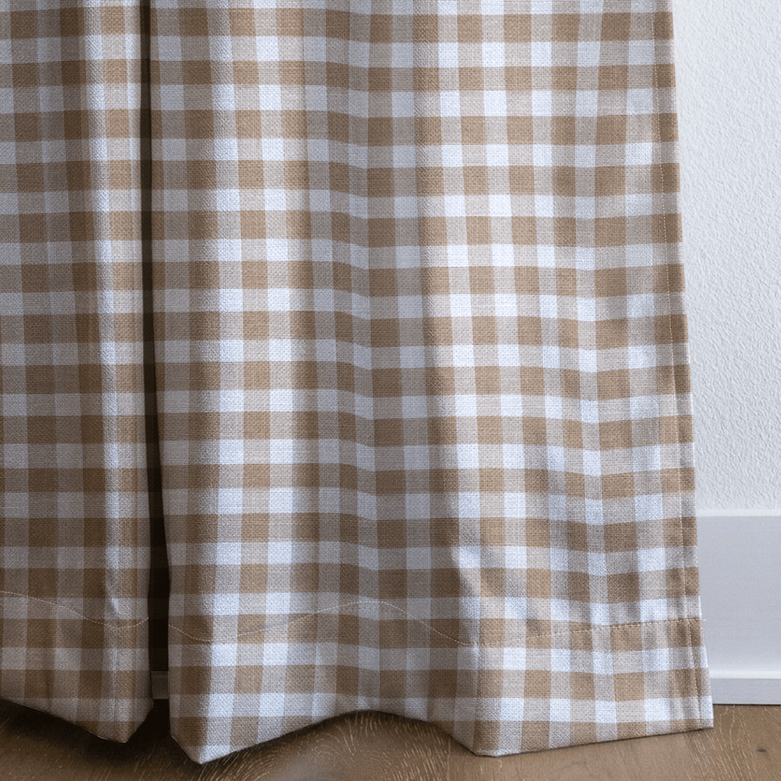 Tan Gingham - Curtain Panel - The Drapery