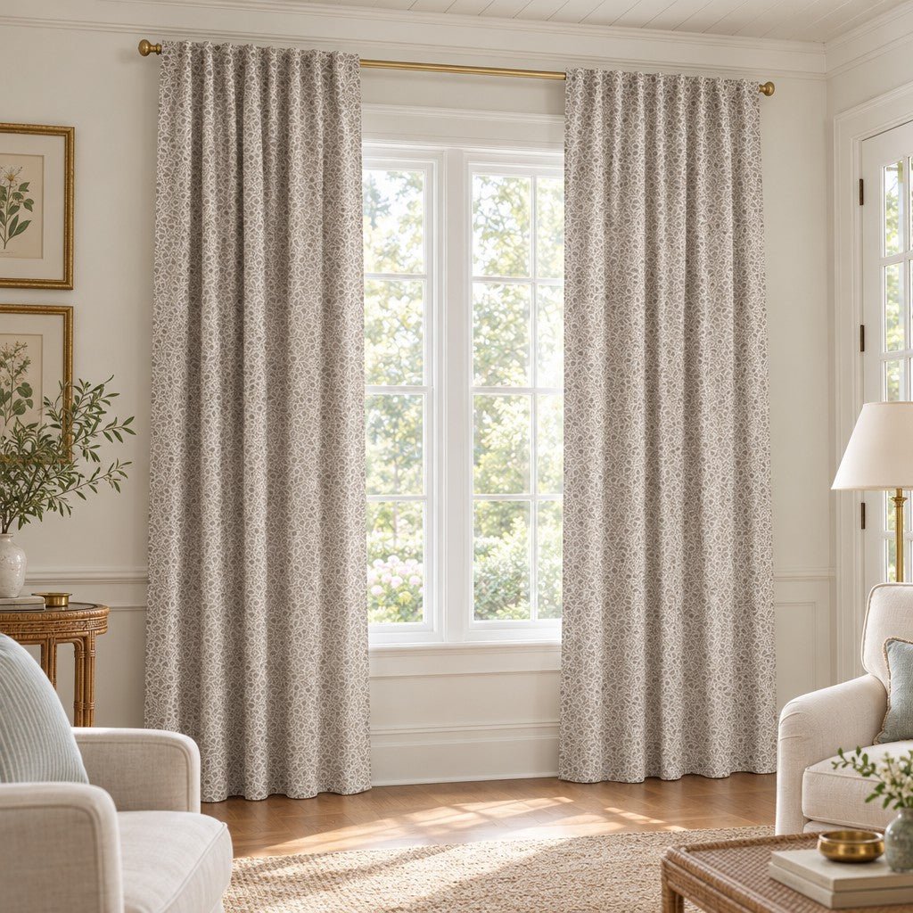 Taupe Botanicals - Curtain Panel - The Drapery