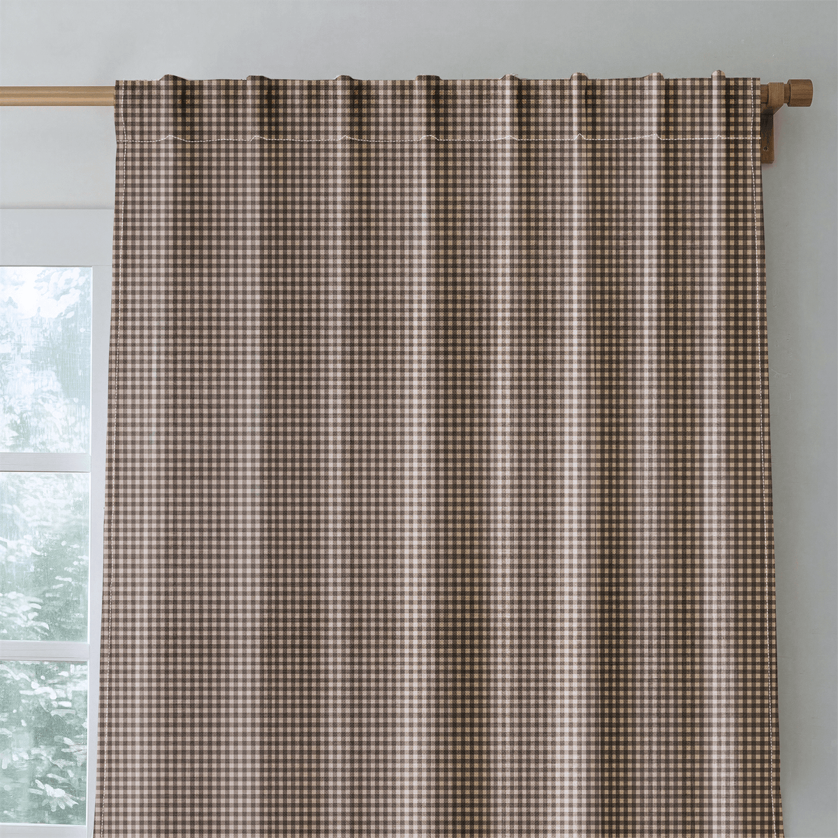 Tiny Check Cocoa - Curtain Panel - The Drapery