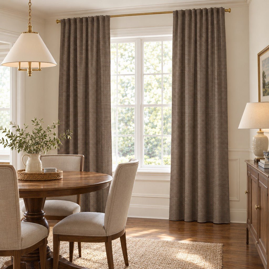 Tiny Check Cocoa - Curtain Panel - The Drapery