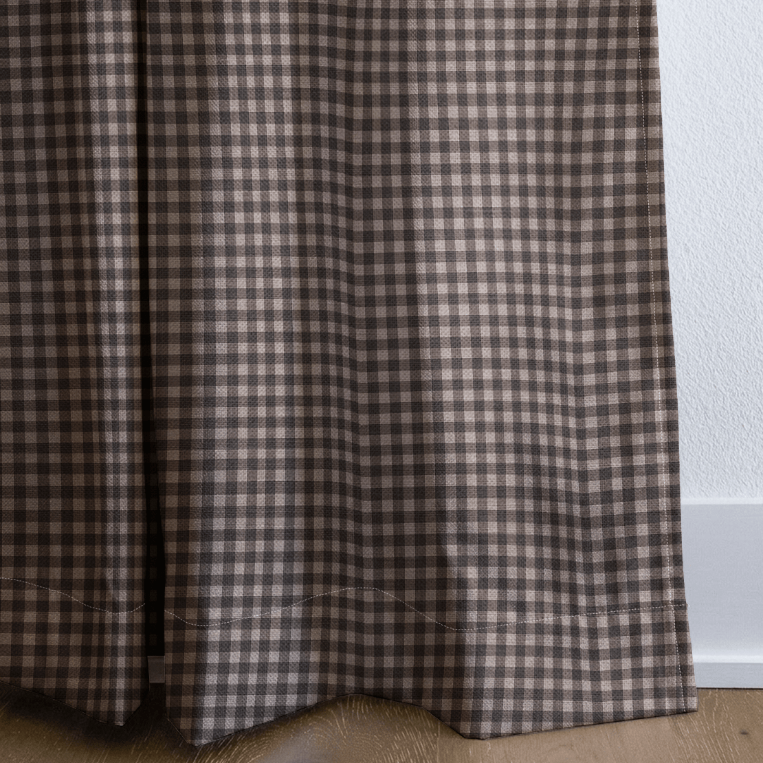 Tiny Check Cocoa - Curtain Panel - The Drapery