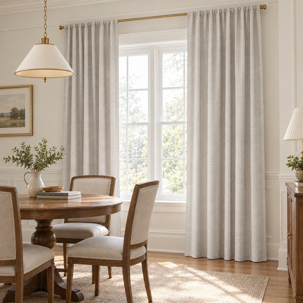 Tiny Check Oatmilk - Curtain Panel - The Drapery