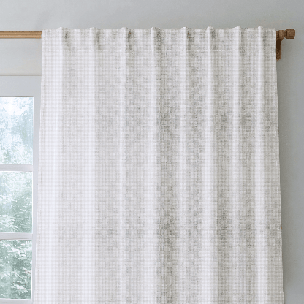 Tiny Check Oatmilk - Curtain Panel - The Drapery
