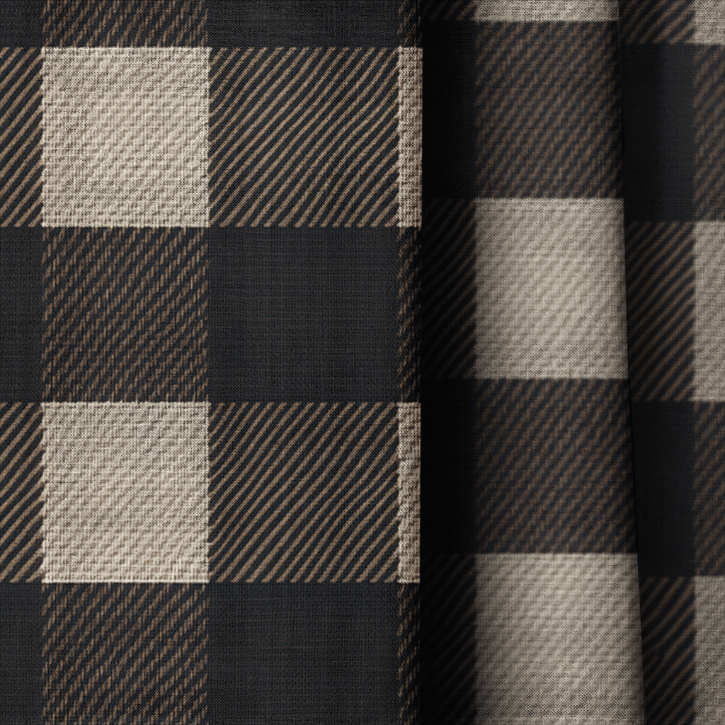 Toffee Check - Curtain Panel - The Drapery