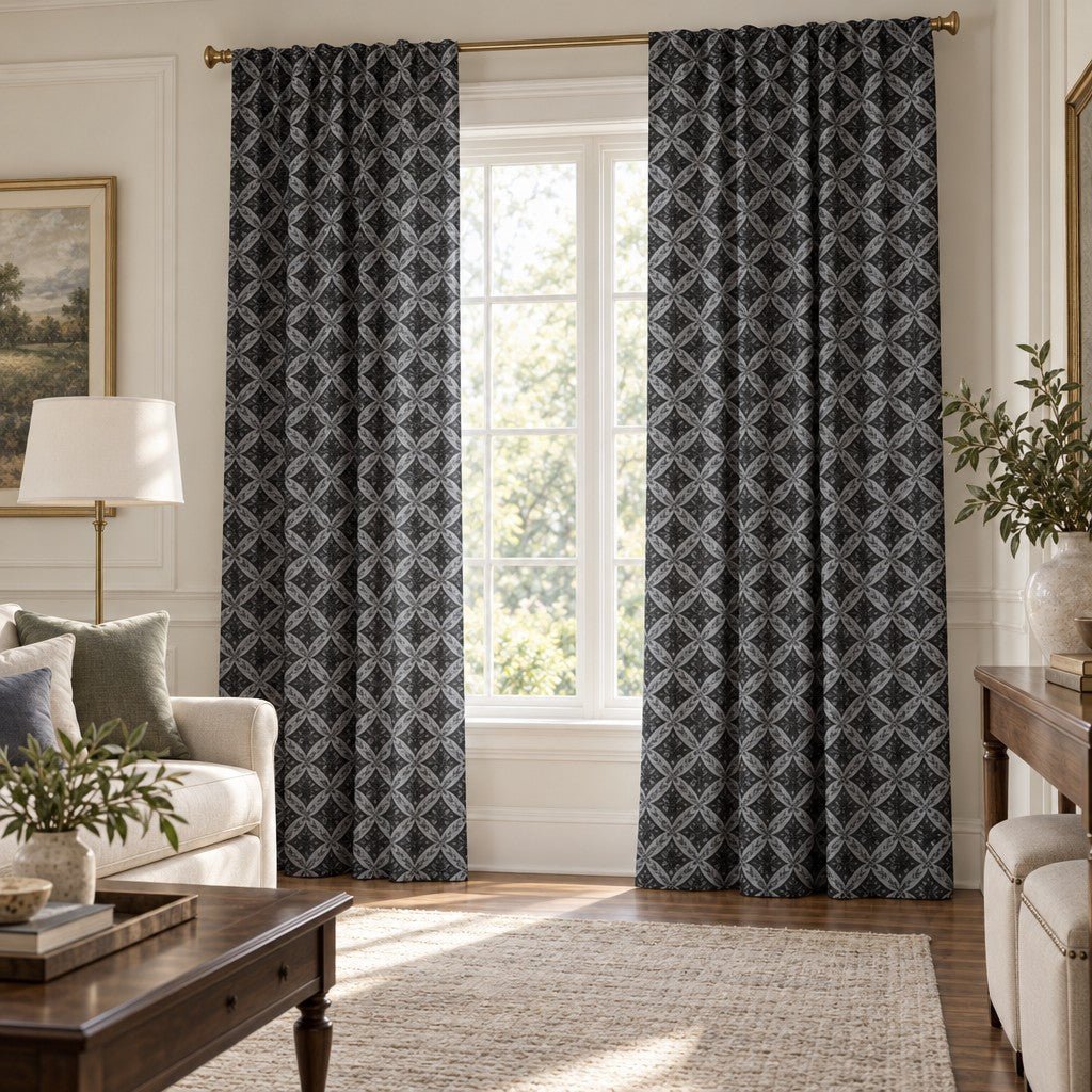 Trellis Blackwood - Curtain Panel - The Drapery