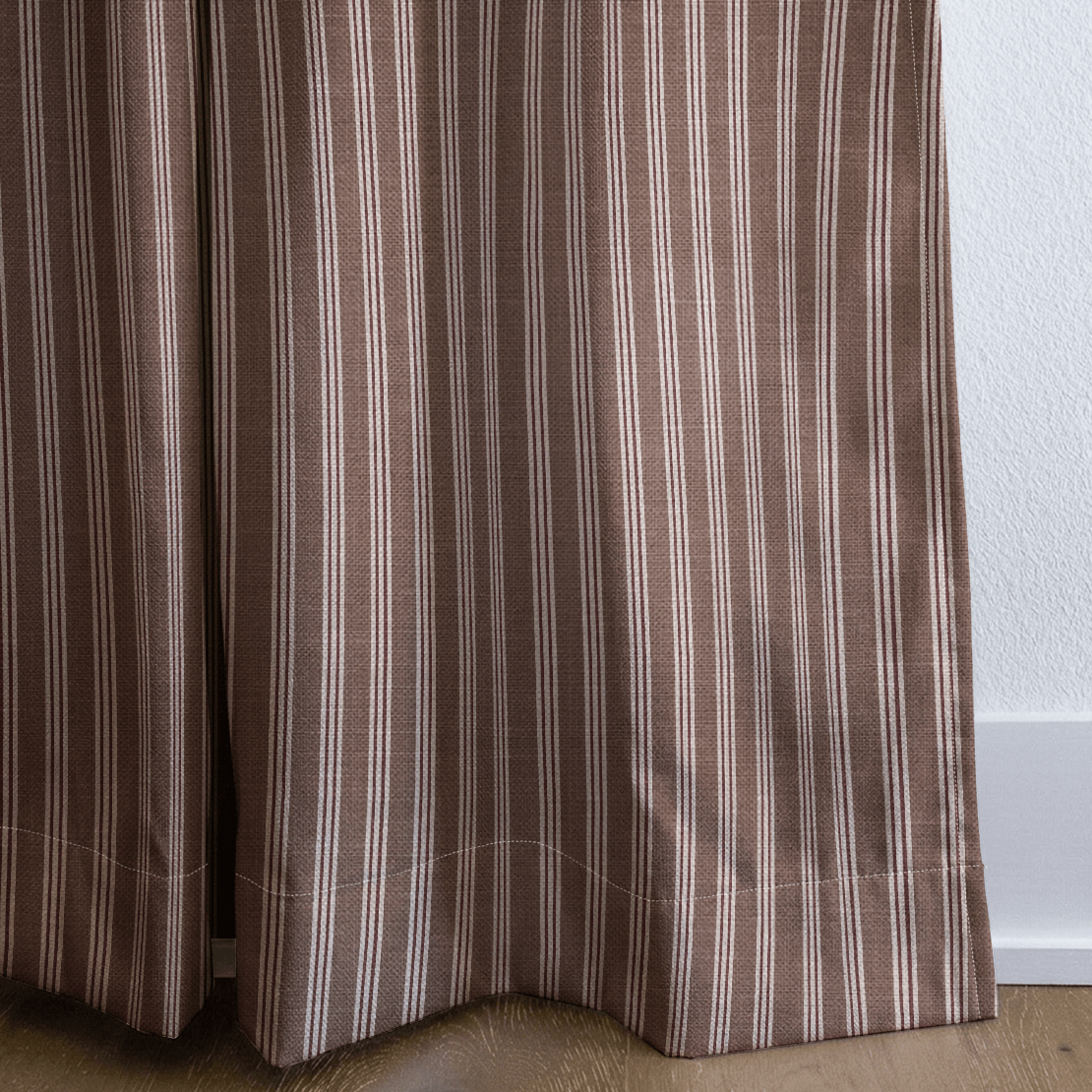 Umber Ticking Stripe - Curtain Panel - The Drapery