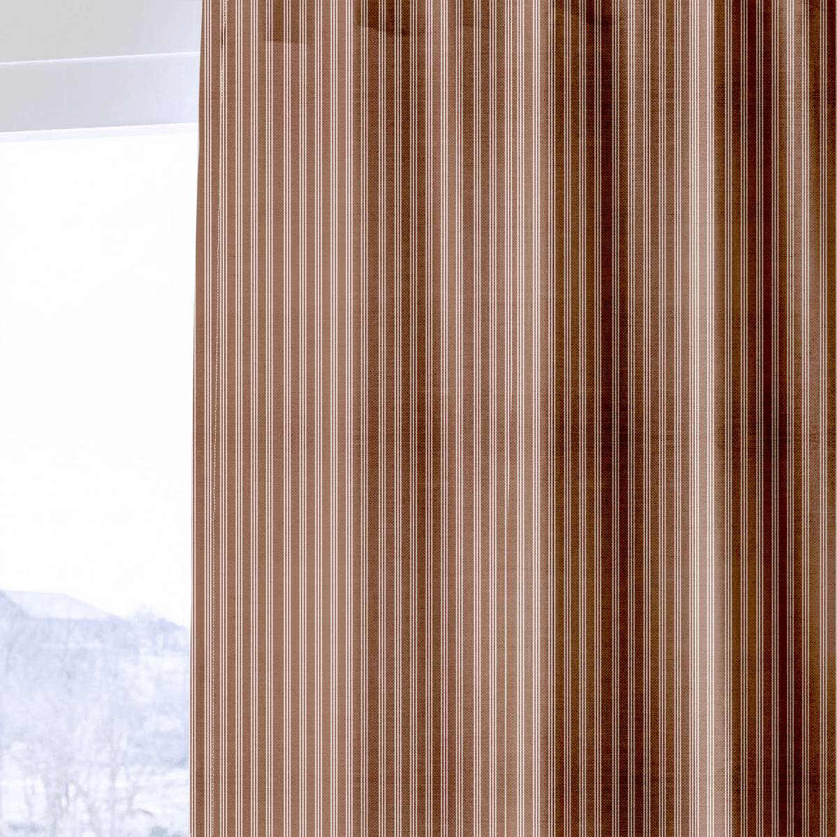Umber Ticking Stripe - Curtain Panel - The Drapery